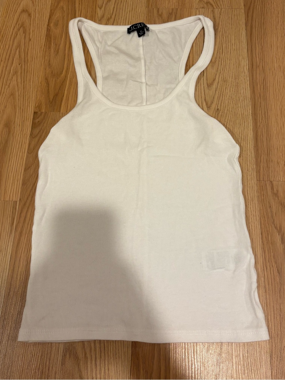 Women's White Ribbed Racerback Tank Top